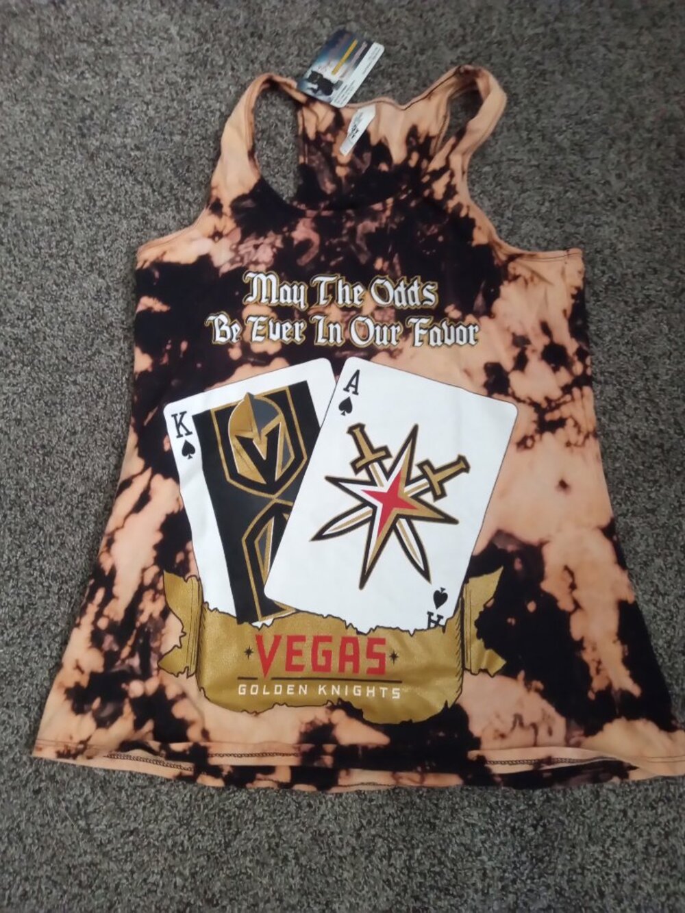 Vegas Golden Knights (VGK) Playing Cards Bleached Tie-Dye Tank Tops